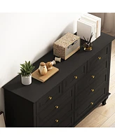 Homsee 9-Drawer Gray Wood Dresser Bedroom Storage Cabinet Modern Style
