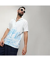 Men's Chalk White:Azure Blue Landscape Strokes Shirt