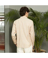 Men's Tan Brown Heathered-Stripe Shirt