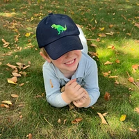 Bits & Bows Boys T-Rex Baseball Hat in Navy