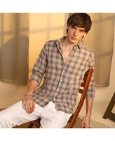 Men's Saltbox Beige Heathered-Buffalo Check Shirt