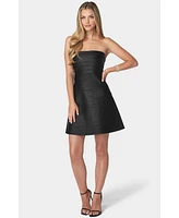 Bebe Women's Foil Bandage Strapless A-Line Dress