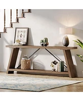 Tribesigns 70.9 Inches Extra Long Sofa Table Behind Couch, Industrial Entry Console Table with Storage for Hallway, Entryway, Living Room, Rustic Brow