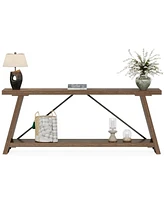 Tribesigns 70.9 Inches Extra Long Sofa Table Behind Couch, Industrial Entry Console Table with Storage for Hallway, Entryway, Living Room, Rustic Brow