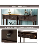 Slickblue Console Table Sofa Easy Assembly with Two Storage Drawers and Bottom Shelf for Living Room, Entryway