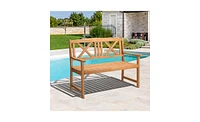 Slickblue Outdoor Fir Wood Garden Bench – X-Back Design in Burlywood Finish