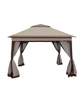 Slickblue Pop-Up Gazebo Canopy with Removable Zipper Netting and 2-Tier Soft Top for Events