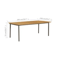 vidaXL Patio Table 78.7"x39.4"x28.3" Solid Acacia Wood and Steel