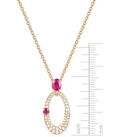 Ruby (1/2 ct. t.w.) & Diamond (1/3 ct. t.w.) Oval 18" Pendant Necklace in 14k Gold