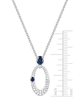 Sapphire (1/2 ct. t.w.) & Diamond (1/3 ct. t.w.) Oval 18" Pendant Necklace in 14k White Gold