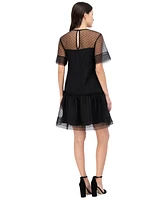 Vince Camuto Women's Novelty Organza Embellished Float Dress