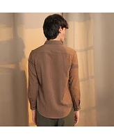 Campus Sutra Men's Ash Brown Veined-Textured Shirt