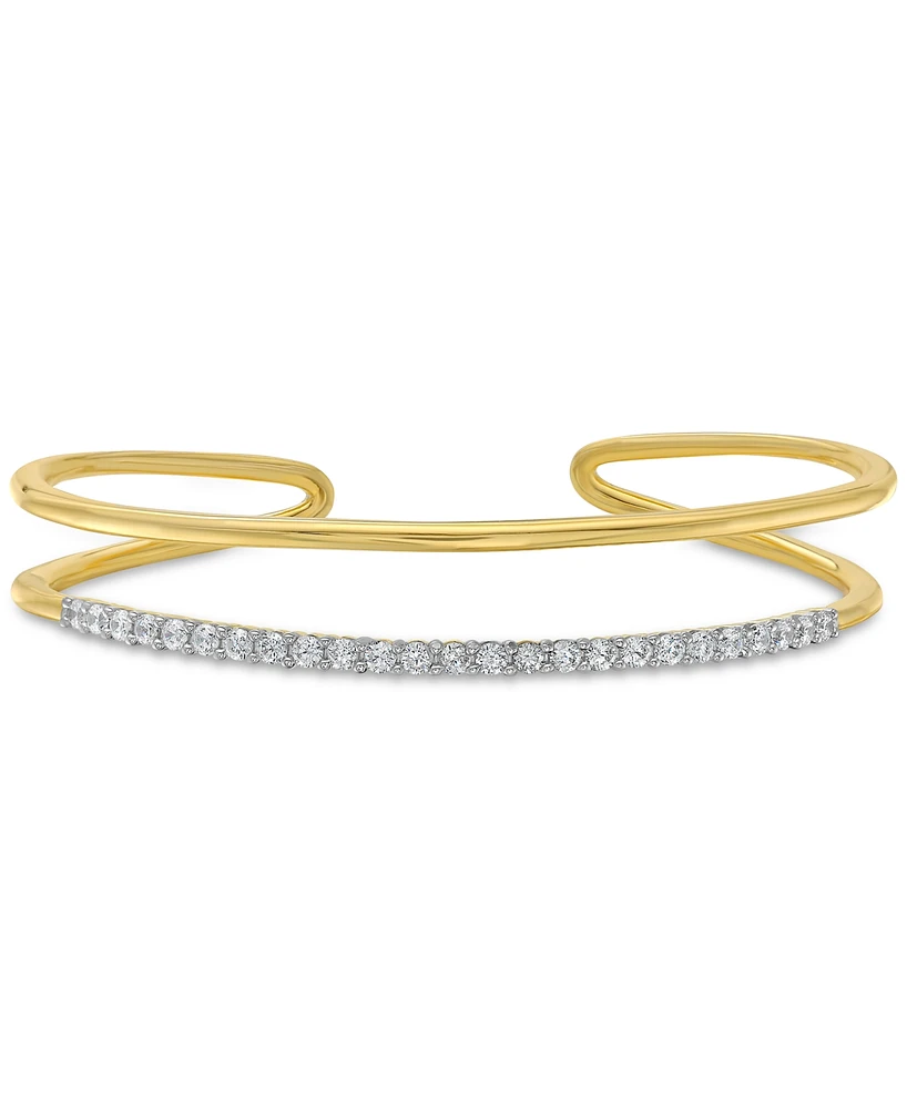 Diamond Open Cuff Bangle Bracelet (1 ct. t.w.) in 14k Gold-Plated Sterling Silver