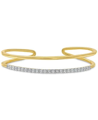 Diamond Open Cuff Bangle Bracelet (1 ct. t.w.) in 14k Gold-Plated Sterling Silver