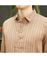 Campus Sutra Men's Tan Brown Halo Striped Shirt