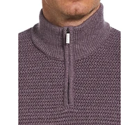 Perry Ellis Men's Textured Long Sleeve Quarter-Zip Sweater