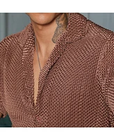 Campus Sutra Men's Chocolate Brown Puffy-Textured Shirt
