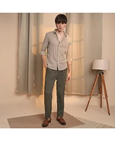 Men's Khaki Brown Halo-Striped Shirt