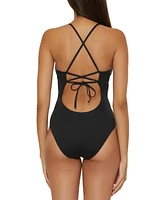 Becca Women's Plunge-Neck One-Piece Swimsuit