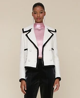 Avec Les Filles Women's Tweed Double-Breasted Tipped Jacket