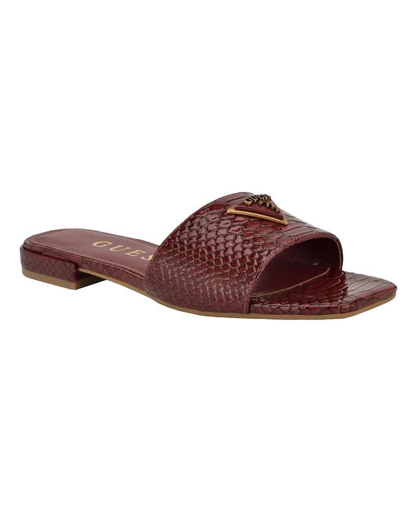 Guess Women's Tamsea One Band Square Toe Slide Flat Sandals