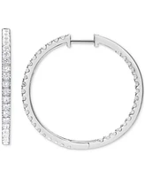 Diamond Princess In & Out Hoop Earrings (2 ct. t.w.) in 14k White Gold