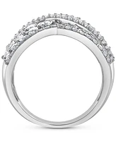 Diamond Round & Baguette Crossover Statement Ring (1-5/8 ct. t.w.) in 14k White Gold