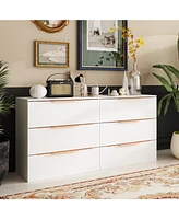 Homsee 6-Drawers White Paint Dresser Vanity Cabinet Organizer
