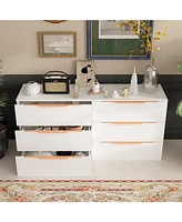 Homsee 6-Drawers White Paint Dresser Vanity Cabinet Organizer