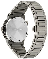 Ferragamo Men's Swiss F-80 Gmt Worldtime Gunmetal Ion Plated Stainless Steel Bracelet Watch 43mm