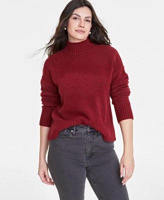 On 34th Women's Mock-Neck Jersey Roll-Trim Sweater, Exclusively at Macy's