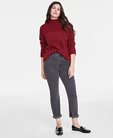 On 34th Women's Mock-Neck Jersey Roll-Trim Sweater, Exclusively at Macy's