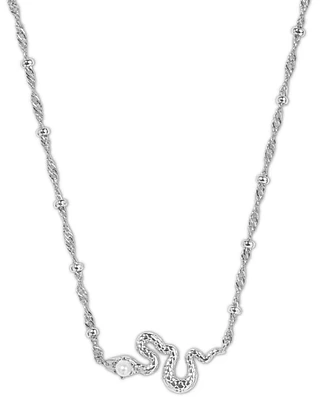 Kendra Scott Rhodium-Plated Cultured Freshwater Pearl Snake 19" Adjustable Pendant Necklace