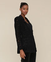 Avec Les Filles Women's Lace Long-Sleeve Tuxedo Jacket