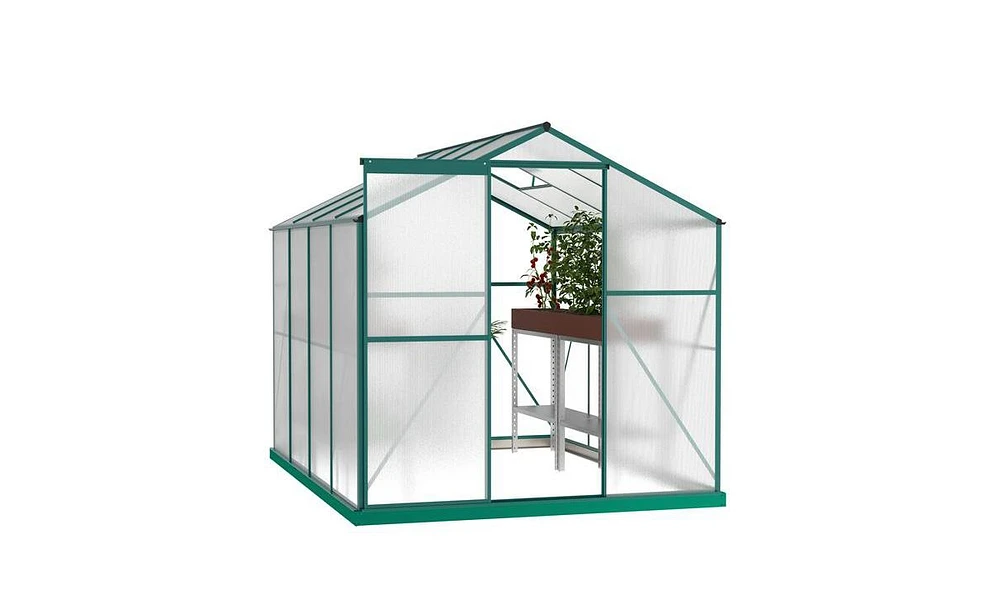 Slickblue 6' x 8' Heavy Duty Polycarbonate Greenhouse - Walk-in Outdoor Garden Greenhouse for Backyard Plants