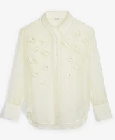 On 34th Women's 3D Floral Relaxed Organza Shirt, Created for Macy's