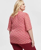 Jm Collection Plus Split-Neck Flutter-Sleeve Blouse, Exclusively at Macy's