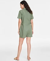 On 34th Women's Linen-Blend Utility Romper, Created for Macy's