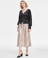 On 34th Women's Metallic Plush-Knit Cardigan, Created for Macy's