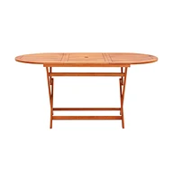 vidaXL Folding Patio Table 63"x33.5"x29.1" Solid Wood Eucalyptus