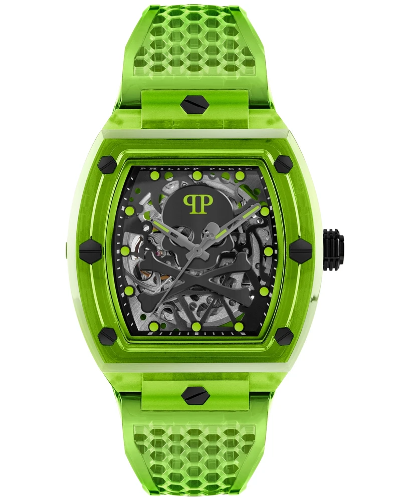 Philipp Plein Men's Automatic Skeleton Tpu Strap Watch 44x56mm