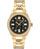 Philipp Plein Women's Queen Crystal Gold Ion Plated Stainless Steel Bracelet Watch 38mm