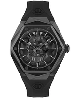 Philipp Plein Men's The Skull Spikes Black Silicone Strap Watch 45mm