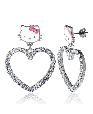 Hello Kitty Sanrio Heart Dangle Drop Earrings