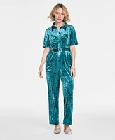 On 34th Women's Velvet Short-Sleeve Jumpsuit, Created for Macy's