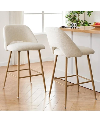 Maison Boucle 26 Inch Boucle Counter Stool Set Of 2 with Metal Legs-Maison Boucle