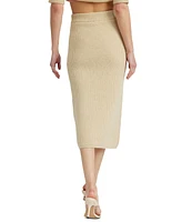 En Saison Women's Merril Ribbed Midi Pencil Skirt