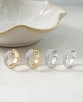 Diamond Double Row Huggie Hoop Earrings (1/2 ct. t.w.), Sterling Silver or 14k Gold-Plated Silver, Created for Macy's