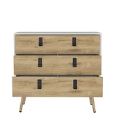 Depot E-Shop Toka Dresser 29"H, 3 Drawers Dresser with Handles and Wooden Legs