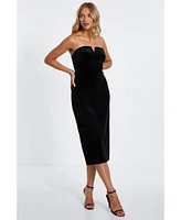 Quiz Women's Velvet Strapless Midi Dress